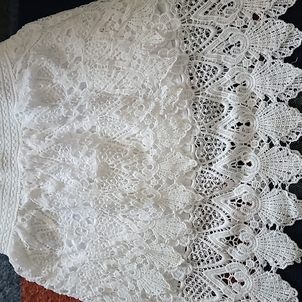 New White Lace Slip Mini Skirt - Picture 5 of 10